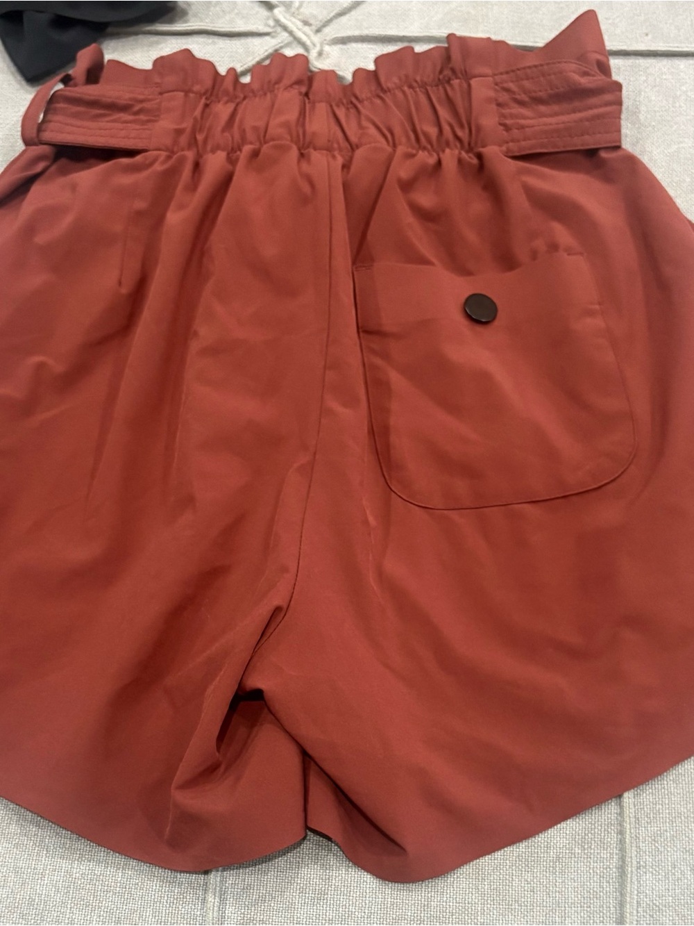 High-Waist Terracotta Shorts with Self-Tie Belt - Picture 3 of 3